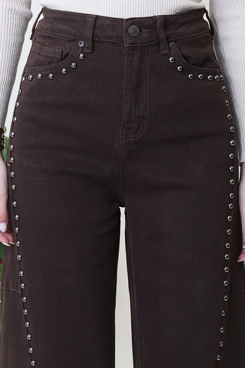 Balloon-Jeans mit Nieten-Details