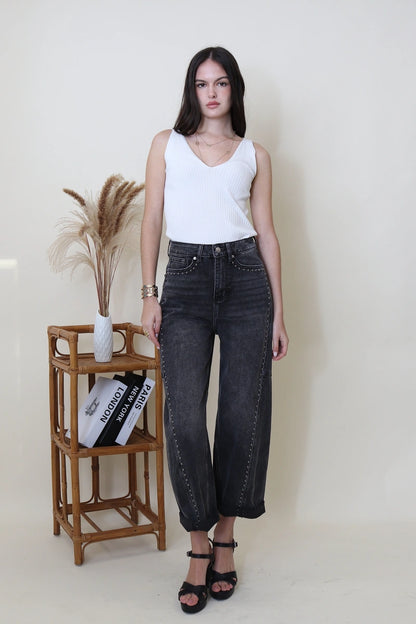 Balloon-Jeans mit Nieten-Details