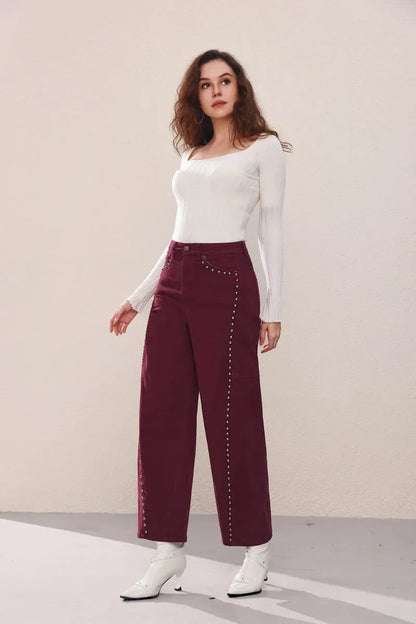 Balloon-Jeans mit Nieten-Details