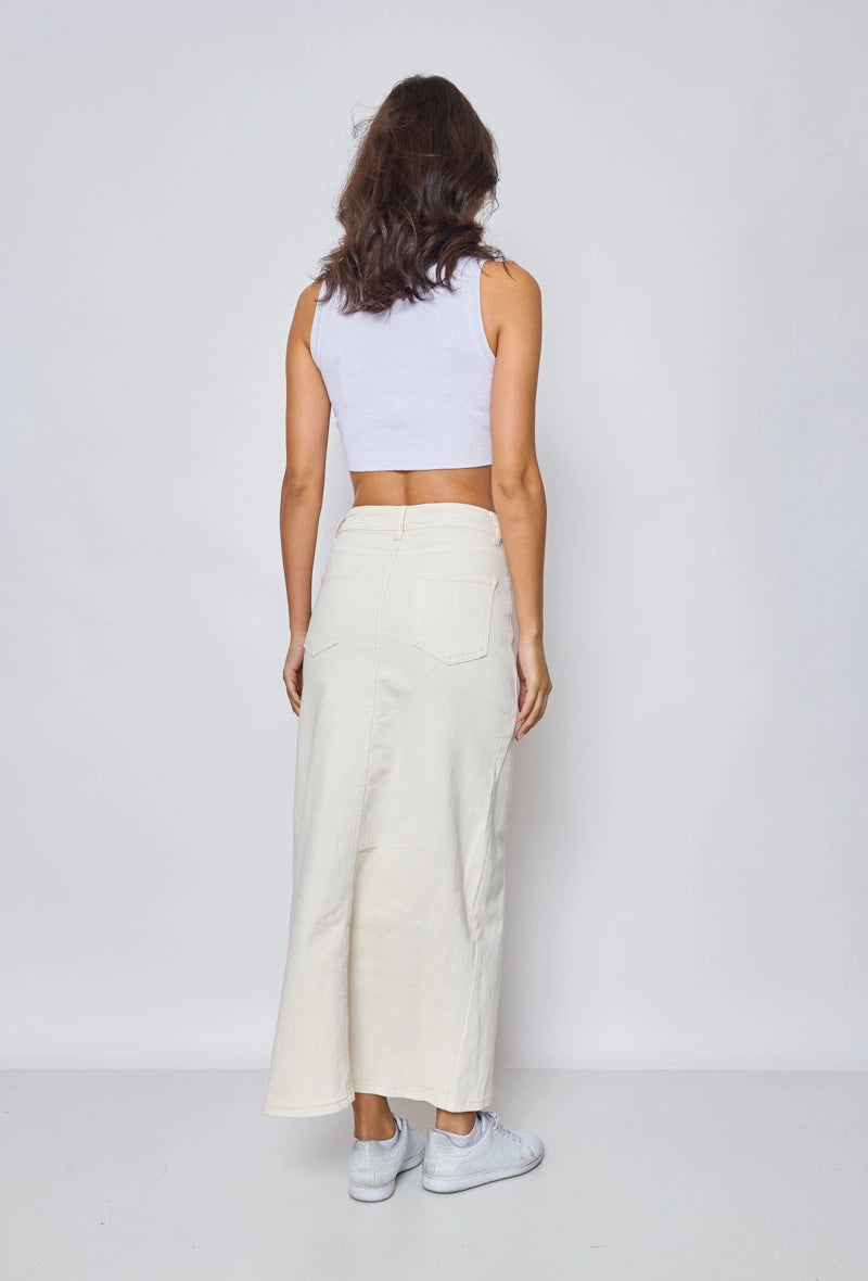 Langer Jeansrock mit Schlitz