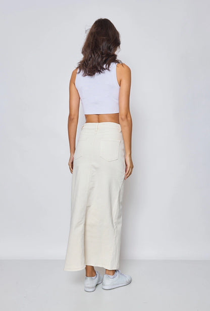 Langer Jeansrock mit Schlitz