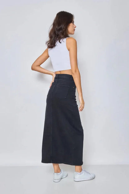 Langer Jeansrock mit Schlitz