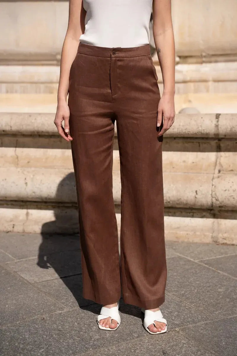 Leinenhose in geradem Schnitt