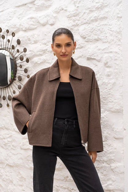 Kurze Jacke aus Wollmischung