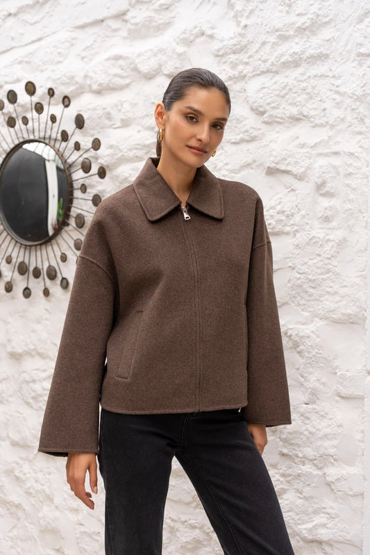 Kurze Jacke aus Wollmischung