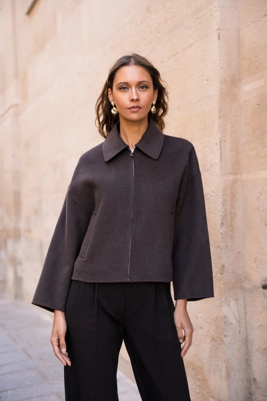 Kurze Jacke aus Wollmischung