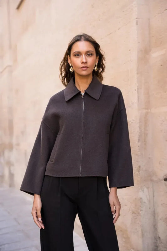 Kurze Jacke aus Wollmischung