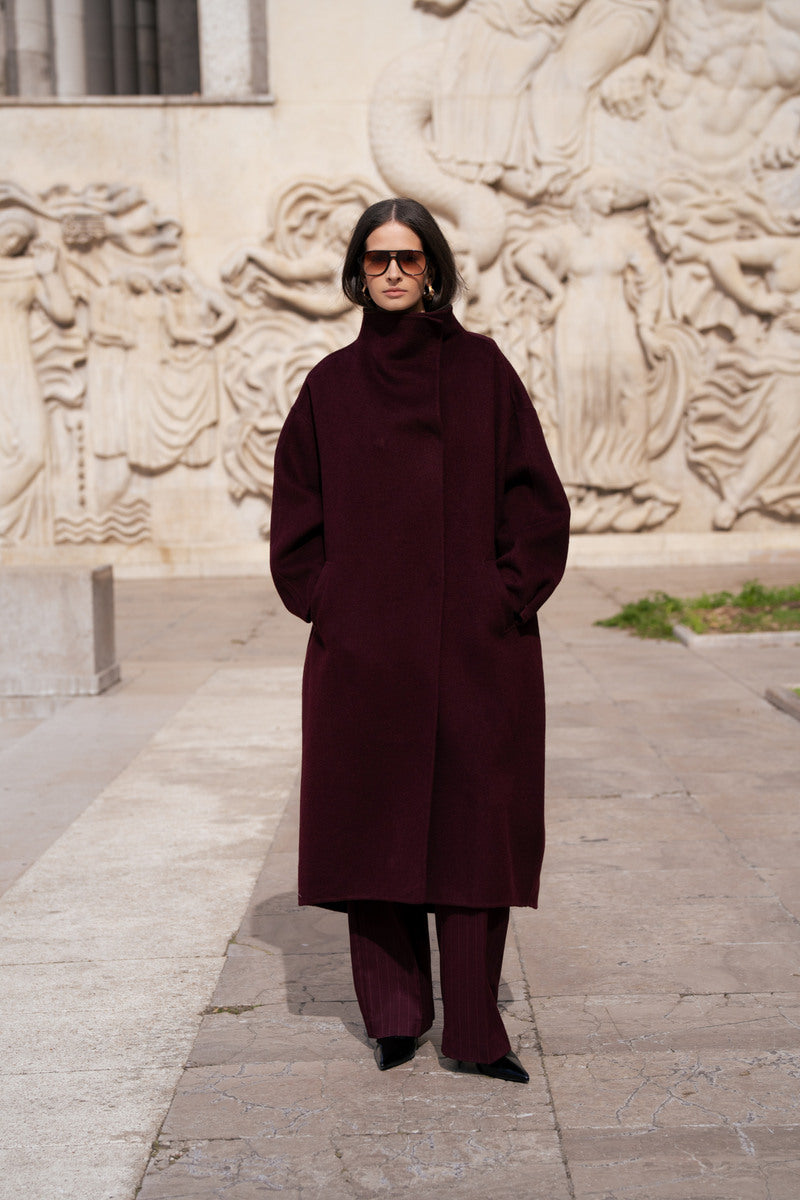Damen Oversize Mantel mit Kragen aus Wollmischung