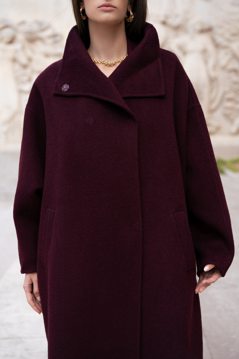Damen Oversize Mantel mit Kragen aus Wollmischung