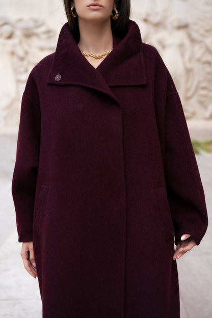 Damen Oversize Mantel mit Kragen aus Wollmischung