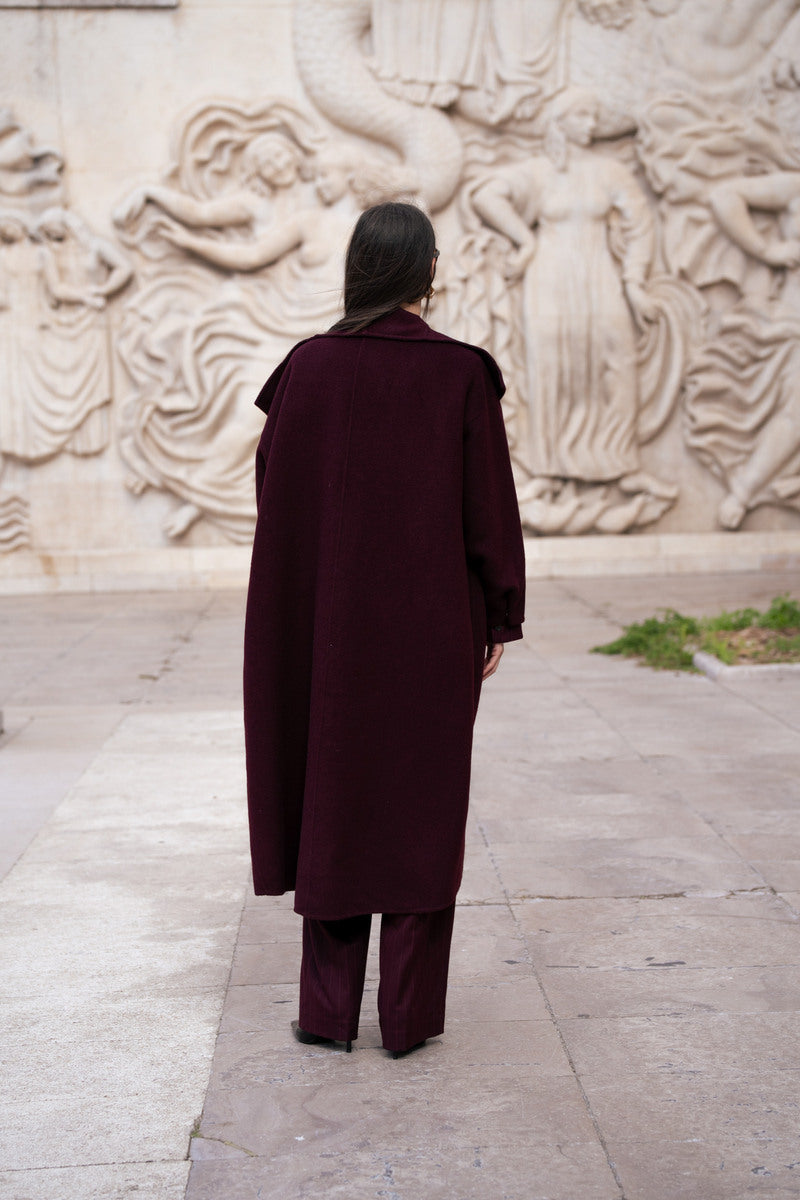 Damen Oversize Mantel mit Kragen aus Wollmischung