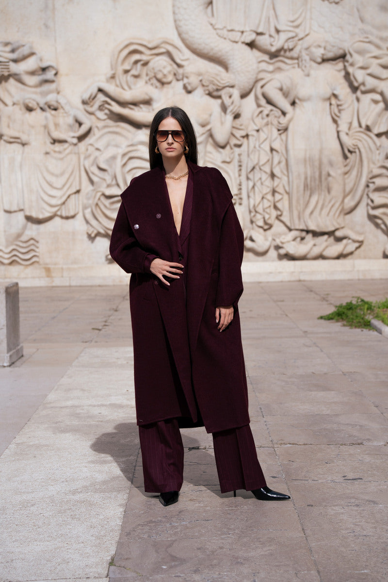 Damen Oversize Mantel mit Kragen aus Wollmischung
