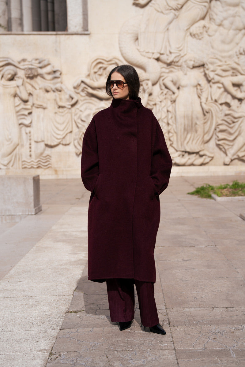 Damen Oversize Mantel mit Kragen aus Wollmischung