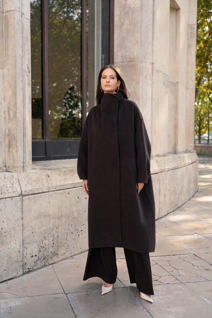 Damen Oversize Mantel mit Kragen aus Wollmischung