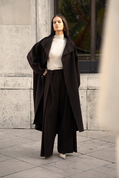 Damen Oversize Mantel mit Kragen aus Wollmischung
