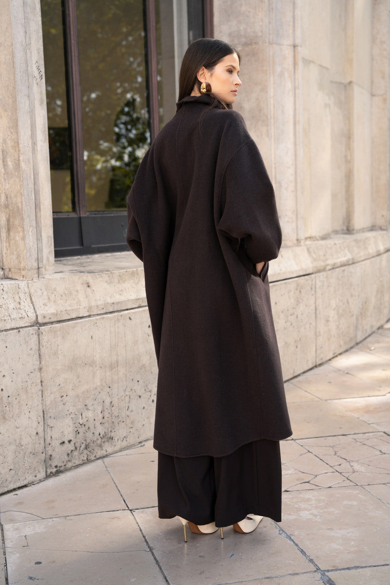 Damen Oversize Mantel mit Kragen aus Wollmischung