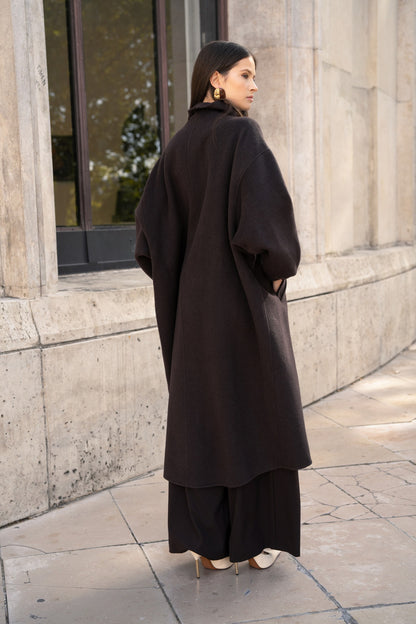 Damen Oversize Mantel mit Kragen aus Wollmischung