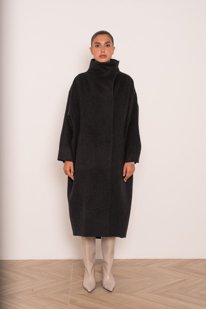 Damen Oversize Mantel mit Kragen aus Wollmischung