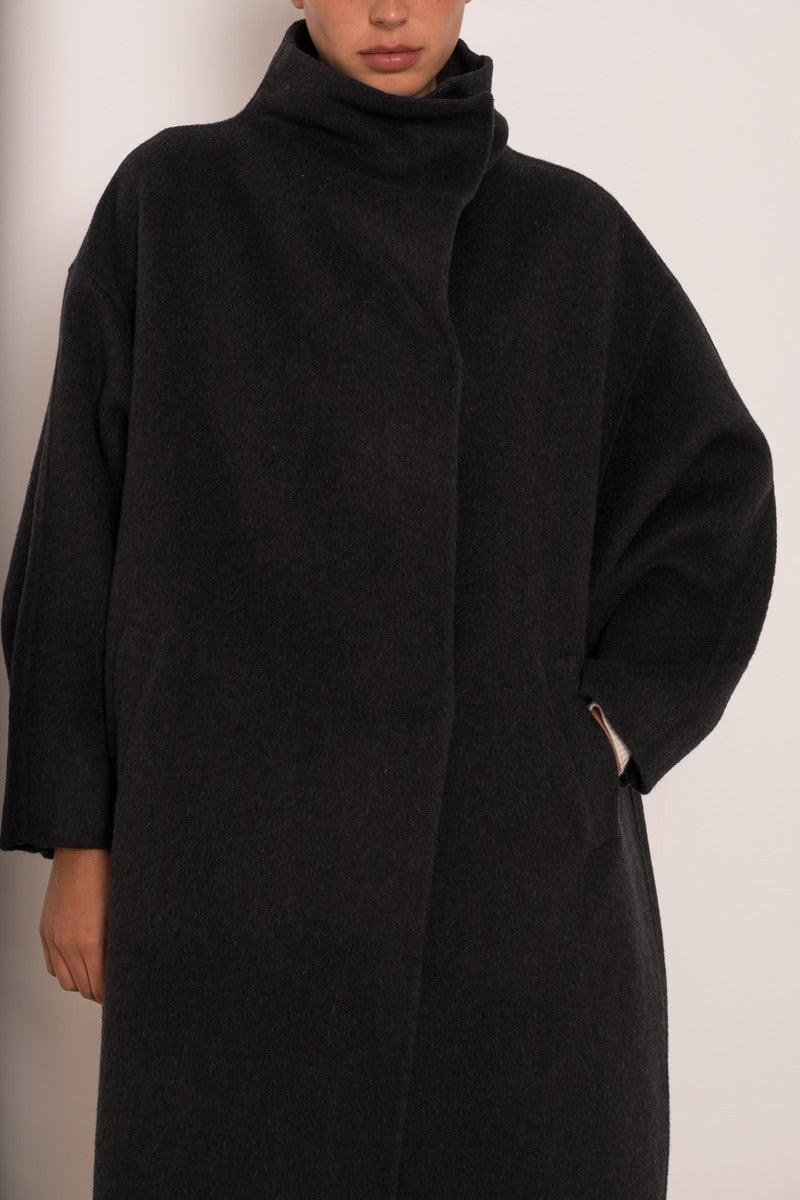 Damen Oversize Mantel mit Kragen aus Wollmischung