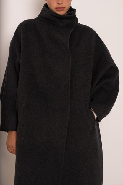 Damen Oversize Mantel mit Kragen aus Wollmischung