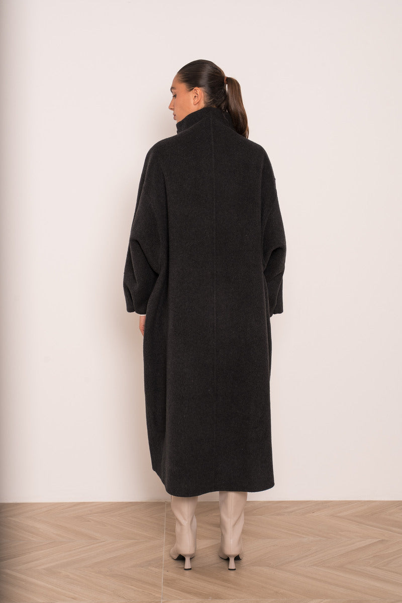 Damen Oversize Mantel mit Kragen aus Wollmischung