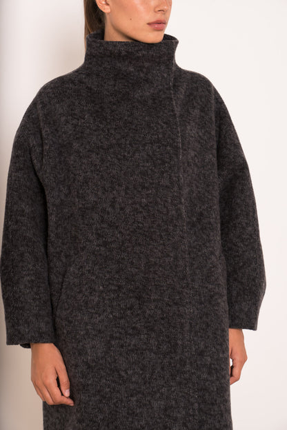 Damen Oversize Mantel mit Kragen aus Wollmischung