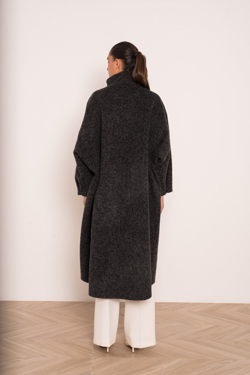 Damen Oversize Mantel mit Kragen aus Wollmischung