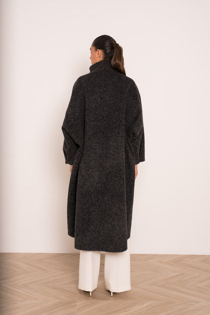 Damen Oversize Mantel mit Kragen aus Wollmischung