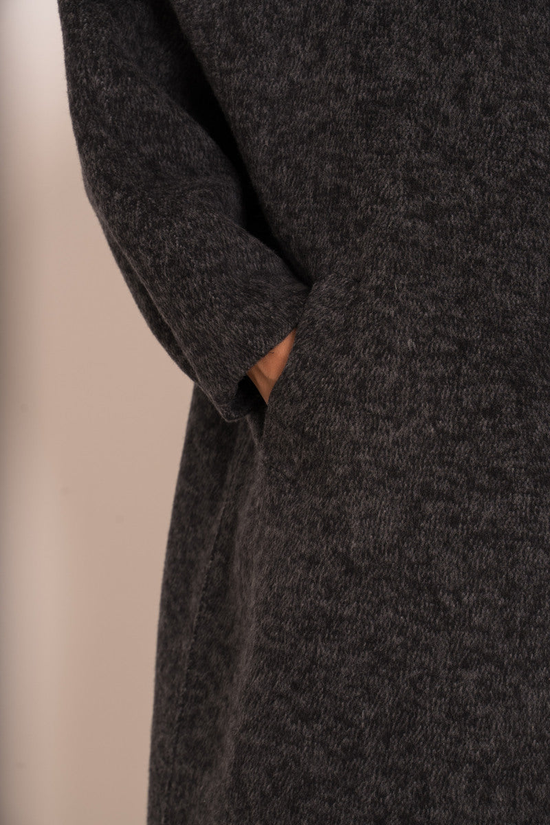 Damen Oversize Mantel mit Kragen aus Wollmischung