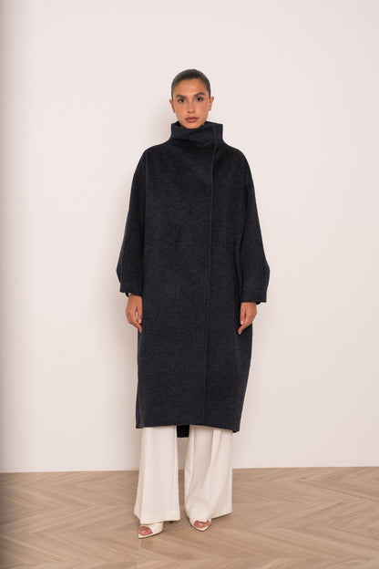 Damen Oversize Mantel mit Kragen aus Wollmischung