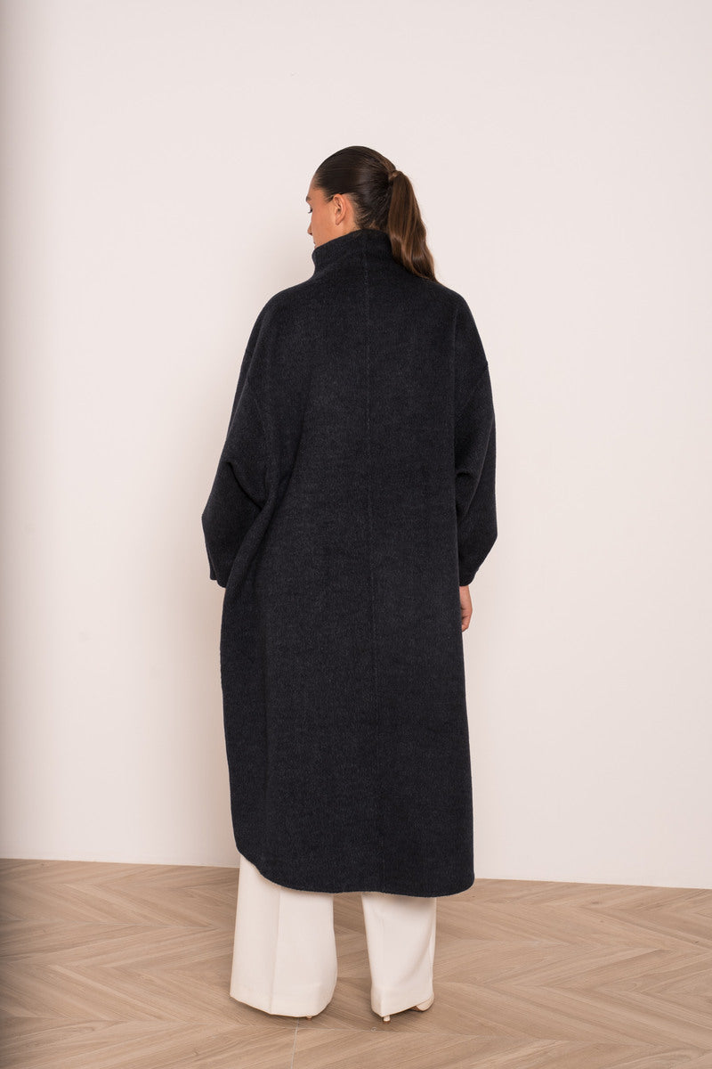Damen Oversize Mantel mit Kragen aus Wollmischung