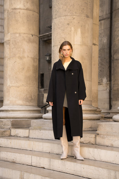 Damen Oversize Mantel mit Kragen aus Wollmischung