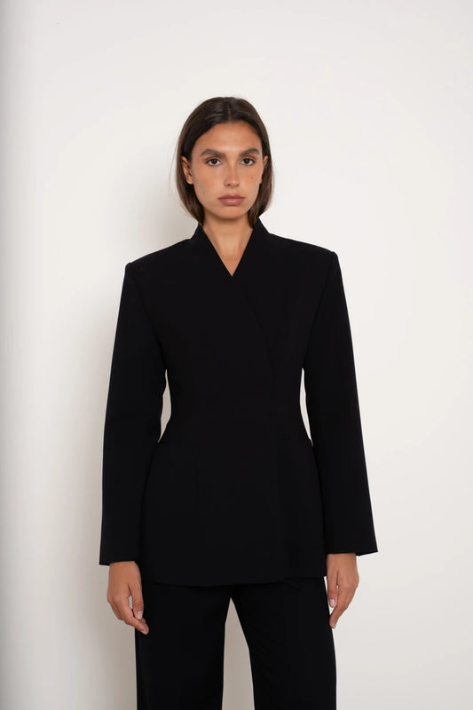 Asymmetrische taillierte Zweireiher-Jacke