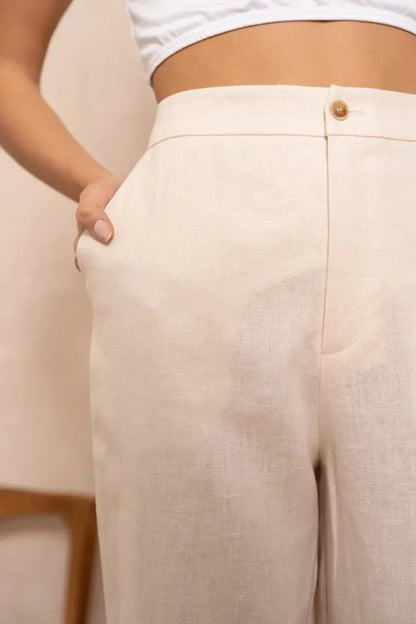 Leinenhose in geradem Schnitt
