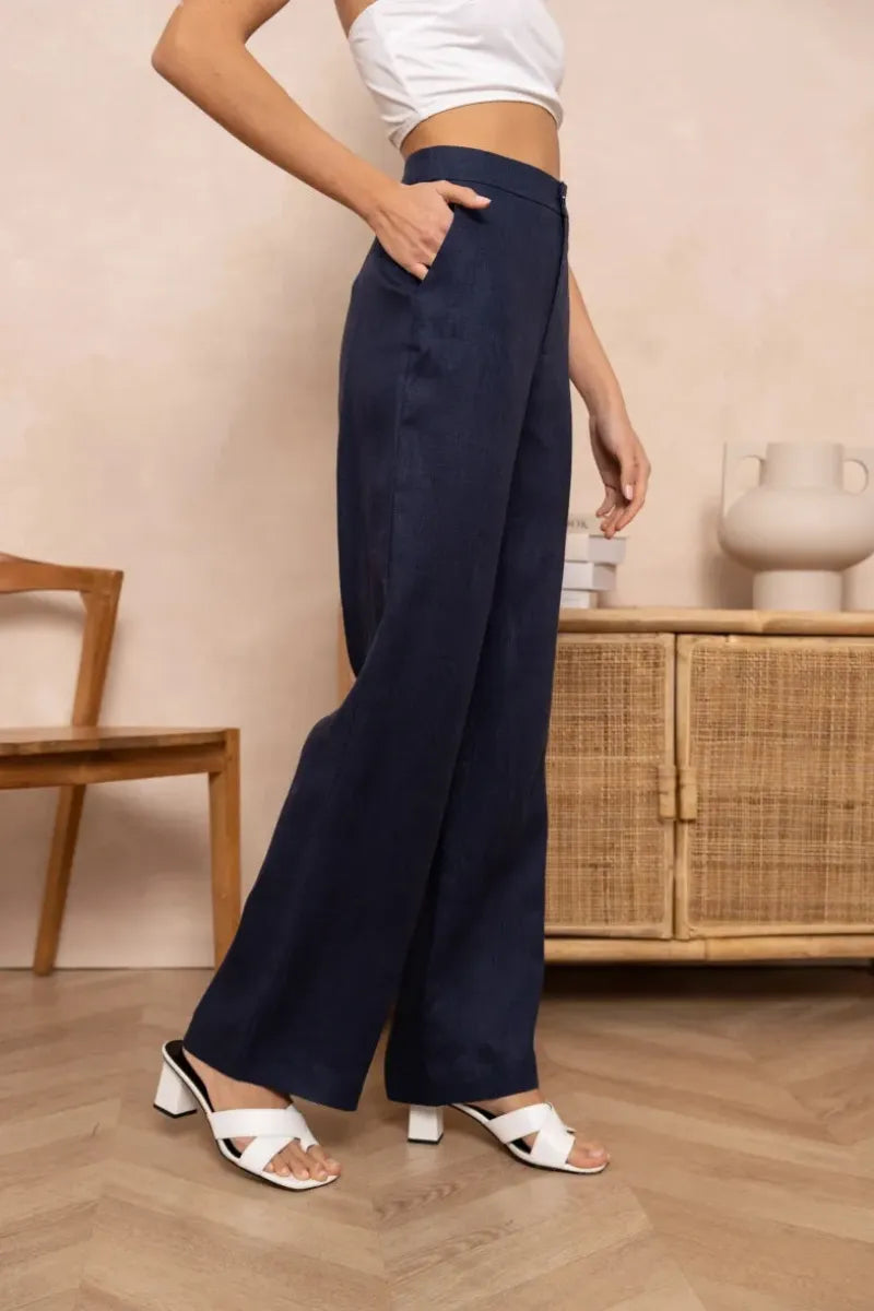 Leinenhose in geradem Schnitt