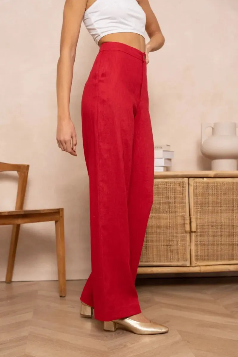 Leinenhose in geradem Schnitt