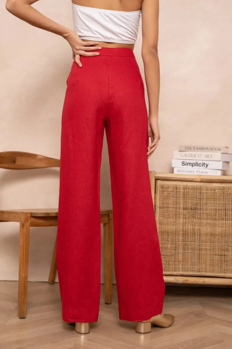 Leinenhose in geradem Schnitt