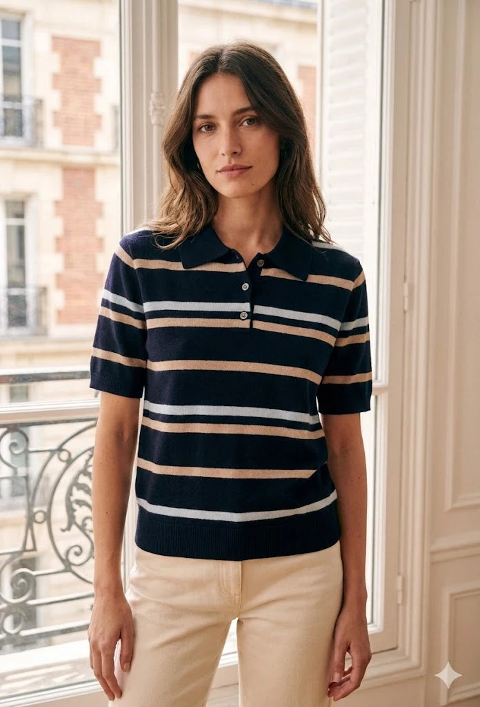 Streifen-Strickpolo