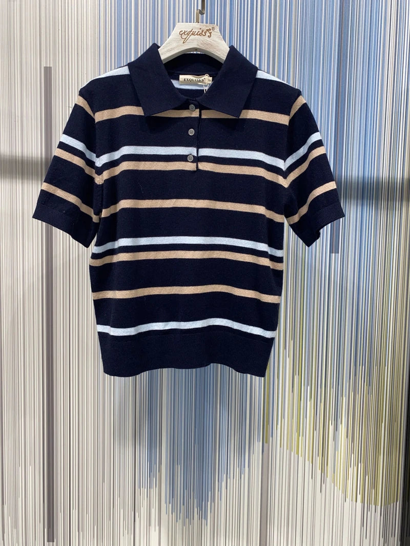 Streifen-Strickpolo