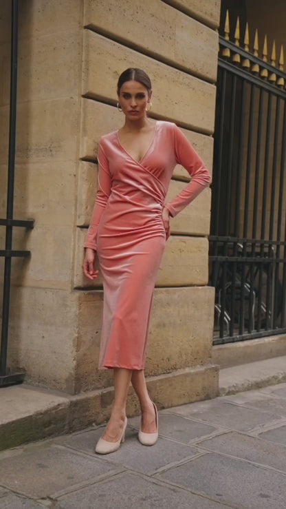 Midi Wickelkleid aus Samt