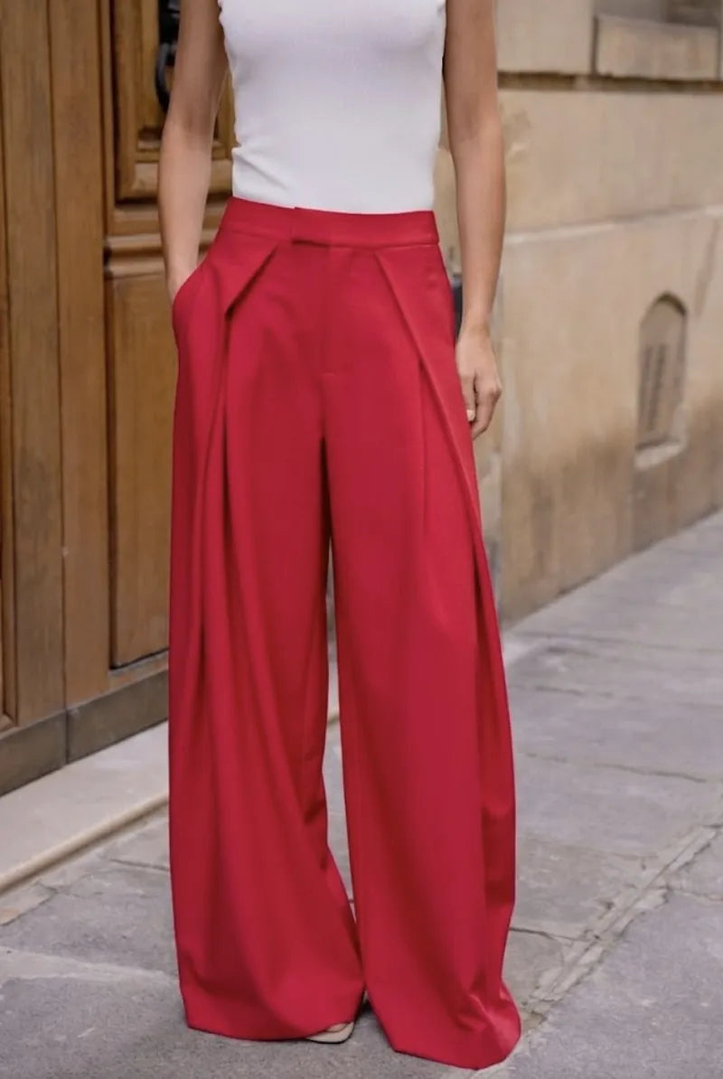 Fließende Palazzo-Hose mit hoher Taille