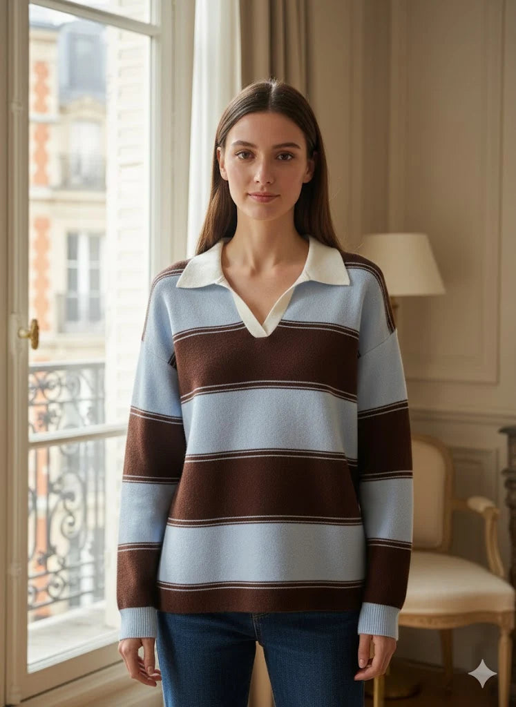 Gestreifter Polo-Pullover