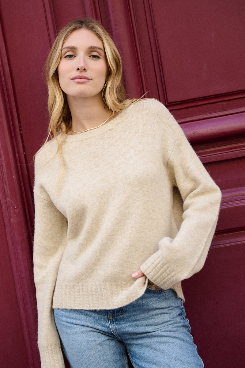 Oversize Zopfmuster Alpaka Wollpullover