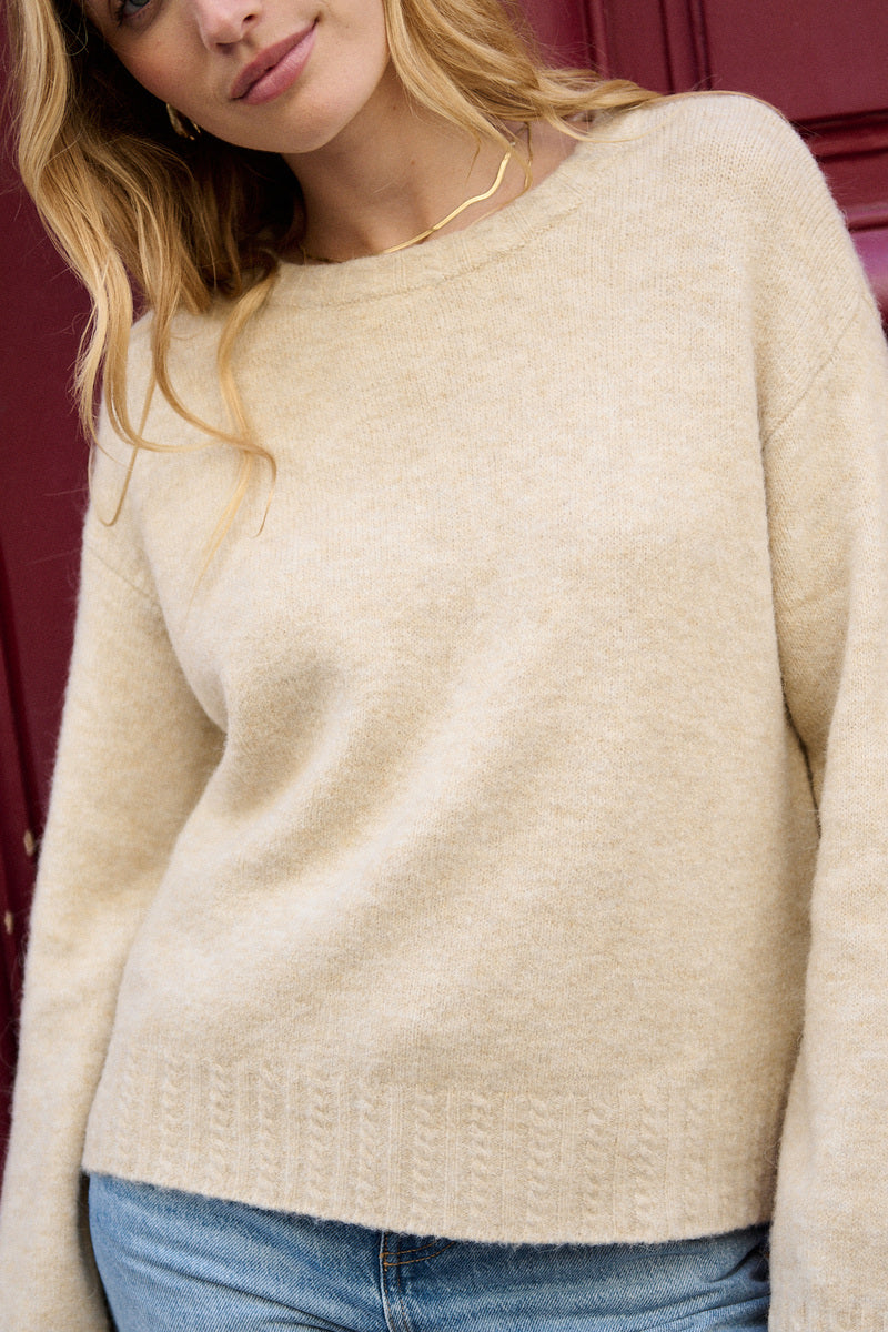 Oversize Zopfmuster Alpaka Wollpullover