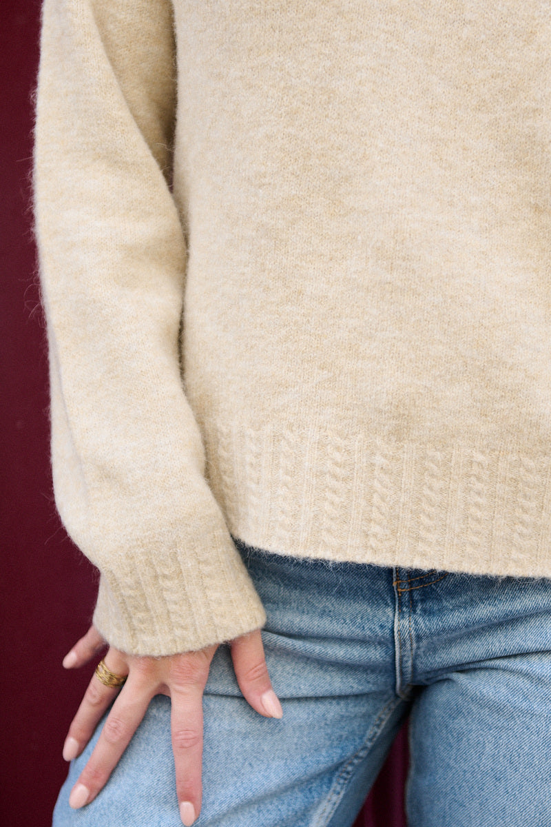 Oversize Zopfmuster Alpaka Wollpullover