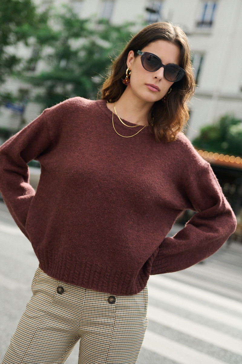 Oversize Zopfmuster Alpaka Wollpullover
