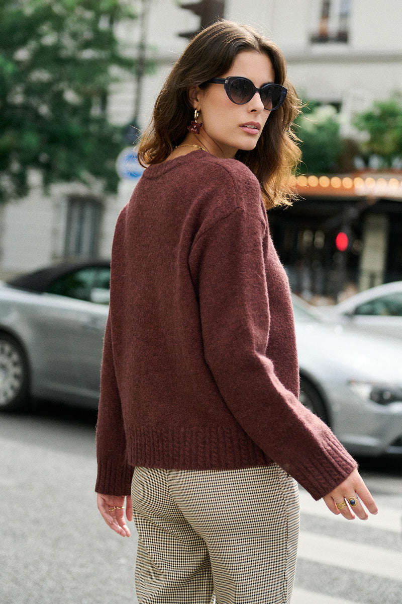 Oversize Zopfmuster Alpaka Wollpullover