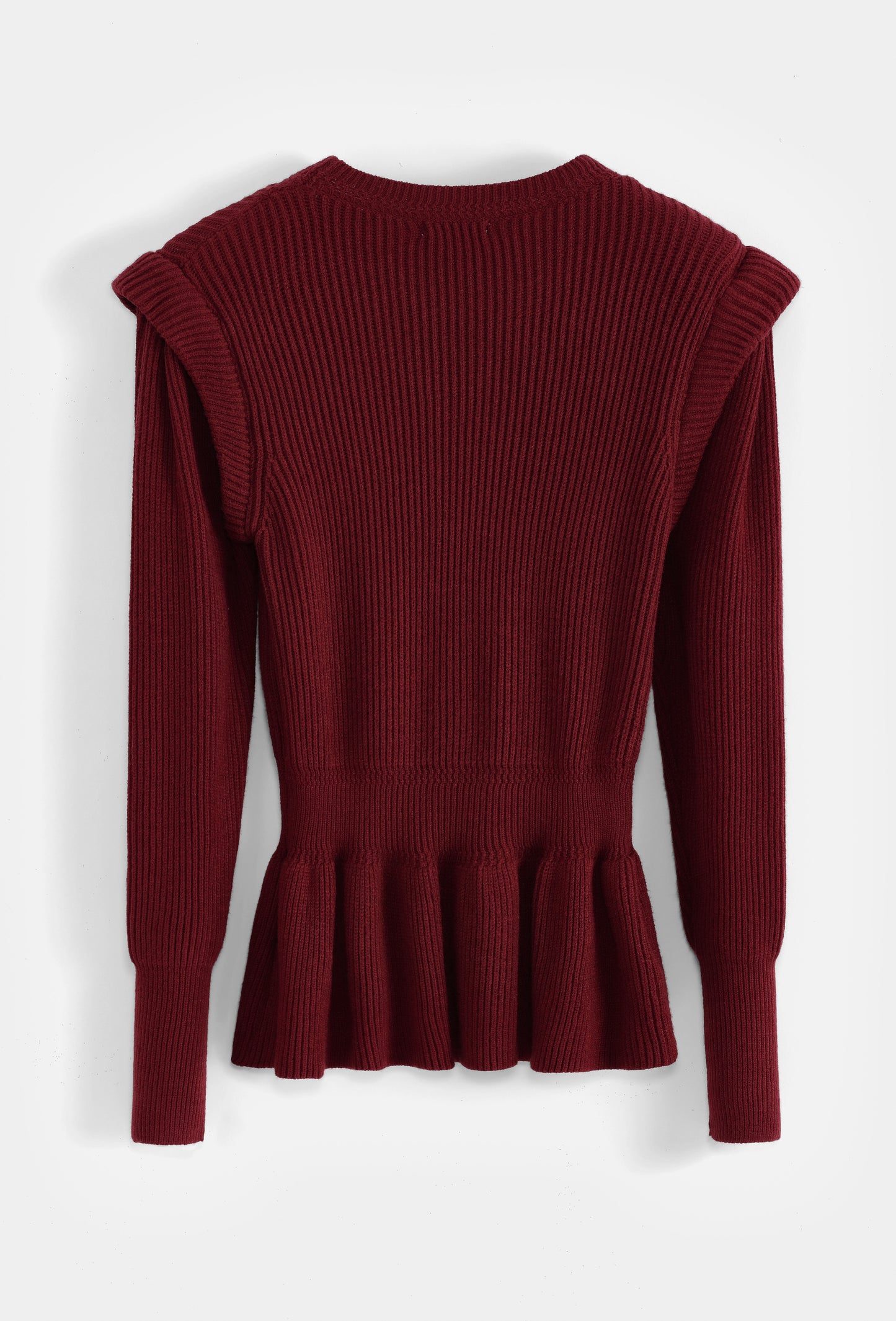 Rippstrickpullover mit Schulterpolstern