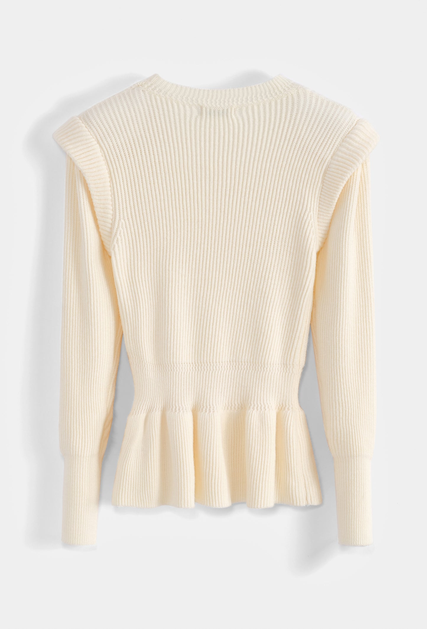 Rippstrickpullover mit Schulterpolstern