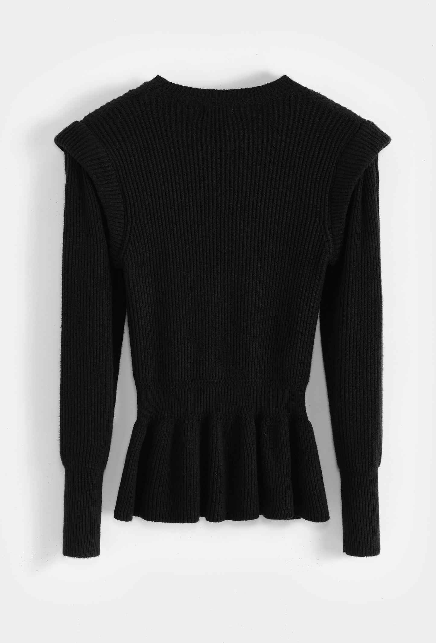 Rippstrickpullover mit Schulterpolstern